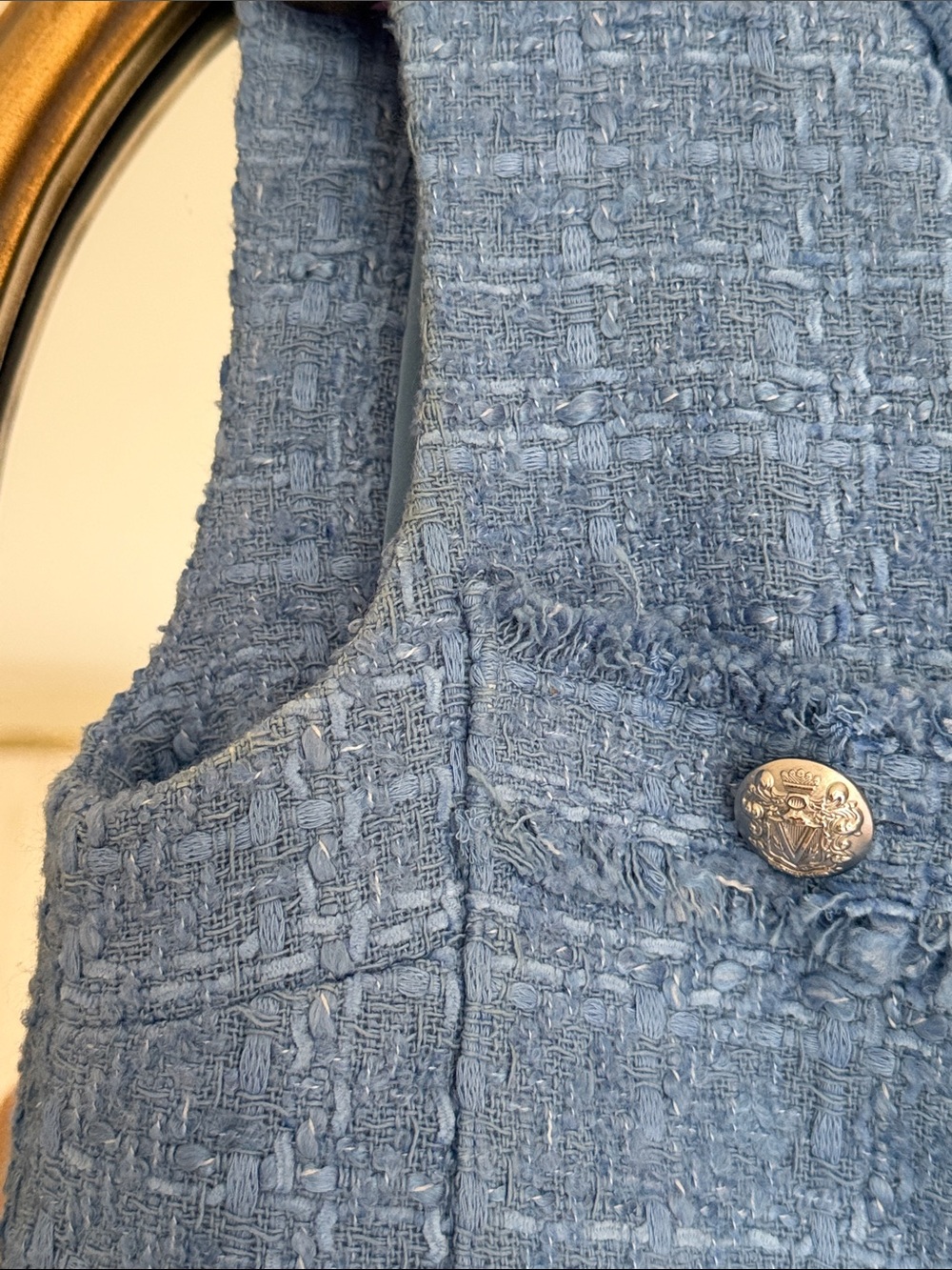 Veronica Beard Light Blue Textured Tweed Shift Dress - Picture 6 of 9